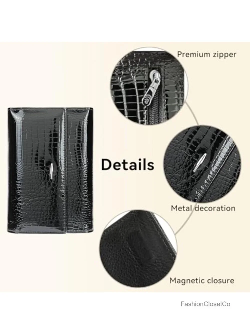 Oil-waxed Genuine Leather Crocodile Embossed Bi-fold Wallet with Magnetic